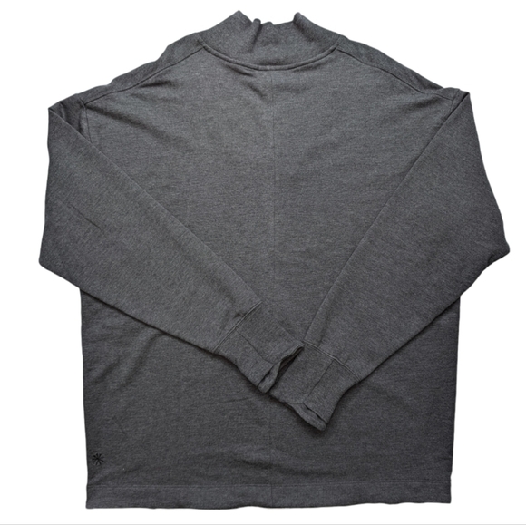 Athleta Clarity V-Neck Sweatshirt Womens Large Athleisure Cozy Black Heather NWT - Picture 3 of 14